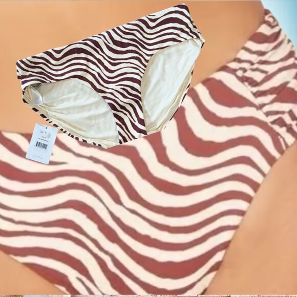 Andie Swim The Hipster Bottom Bias Striped Truffle Eco Nylon Size Medium - Picture 4 of 9